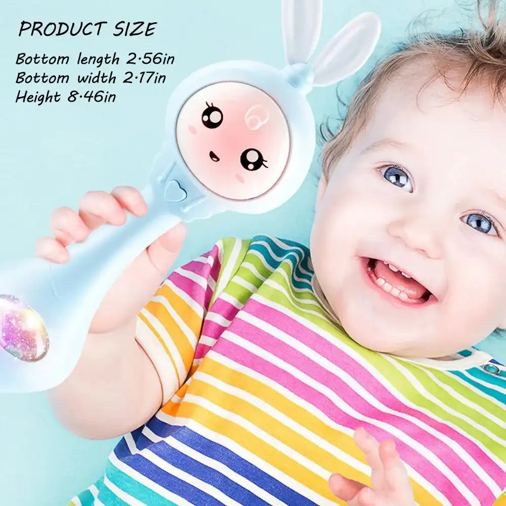 MEACAOFG Toneek Baby Musical Rattle and Teethers, Sing Rabbit Baby Toy with 6 Classic Songs and Light for Toddlers Infant